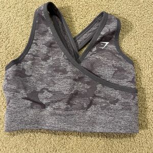 Purple Gymshark camo sports bra